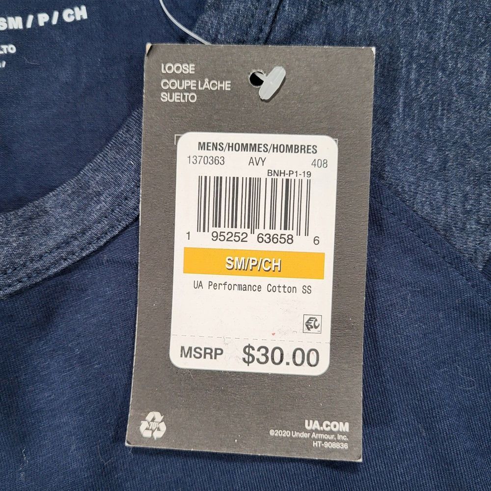 Under Armour Performance Short Sleeve Tshirt Mens Small Loose Navy - Picture 4 of 8